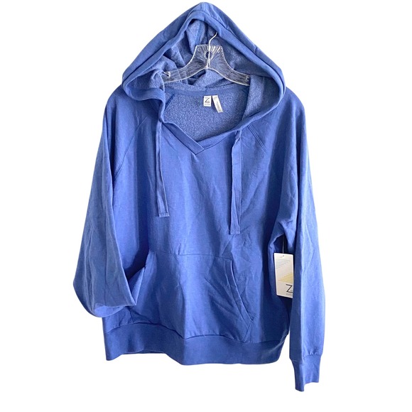 Z by Zella Tops - Z by Zella Women Blue Marine V-Neck Pullover Hoodie RK410703MI NWT size L
